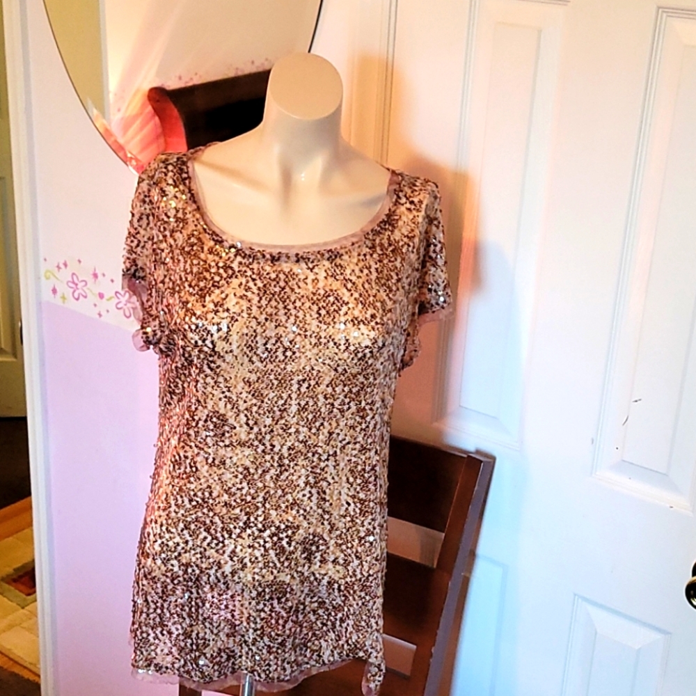 Fun sequin brown and Beige top for any occasion